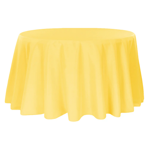 Premium Polyester 132in Round Tablecloth - Canary Yellow