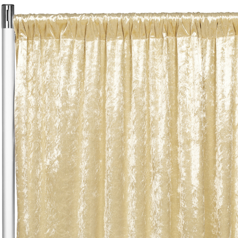 Velvet 12ft H x 52in W Drape/Backdrop Curtain Panel - Champagne