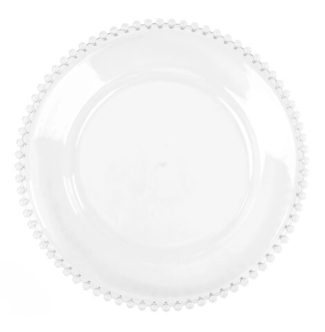 Clear beaded rim charger plate