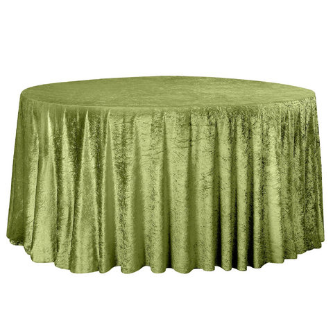 Velvet 132in Round Tablecloth - Dark Sage Green