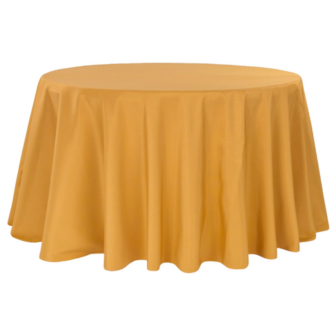 Premium Polyester 132in Round Tablecloth - Gold