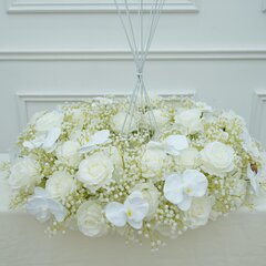 White Rose with Baby Breaths Candelabra Ring 