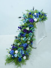 Peacock Blue and Teal Mix Floral 8ft runner