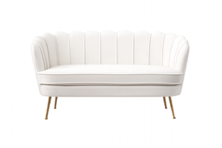 White Velvet Seashell Loveseat