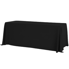 90'x132' Rectangular Premium Polyester Tablecloth (Square Corners) - Black