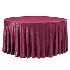 Velvet 120' Round Tablecloth - Burgundy
