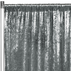 Velvet 12ft H x 52' W Drape/Backdrop Curtain Panel - Charcoal