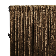 Velvet 12ft H x 52' W Drape/Backdrop Curtain Panel - Chocolate