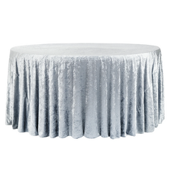 Velvet 120' Round Tablecloth - Dusty Blue