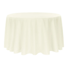 Premium Polyester 132' Round Tablecloth - Light Ivory/Off White