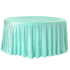 Velvet 120' Round Tablecloth - Light Turquoise