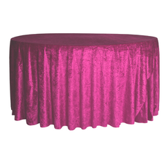 Velvet 120' Round Tablecloth - Magenta