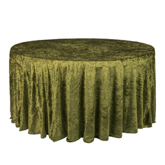 Velvet 120' Round Tablecloth - Olive Green