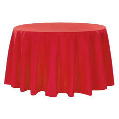 Premium Polyester 132' Round Tablecloth - Red