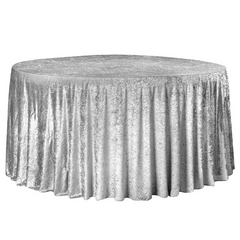 Velvet 120' Round Tablecloth - Silver