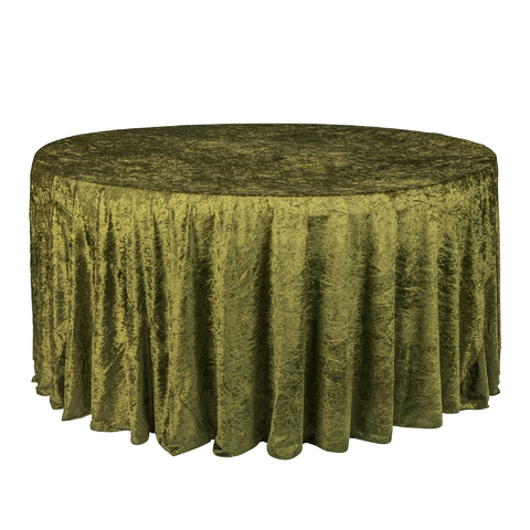 Velvet 120in Round Tablecloth - Olive Green