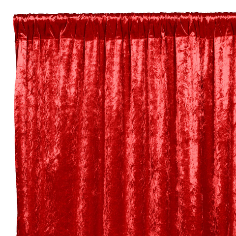 Velvet 12ft H x 52in W Drape/Backdrop Curtain Panel - Red