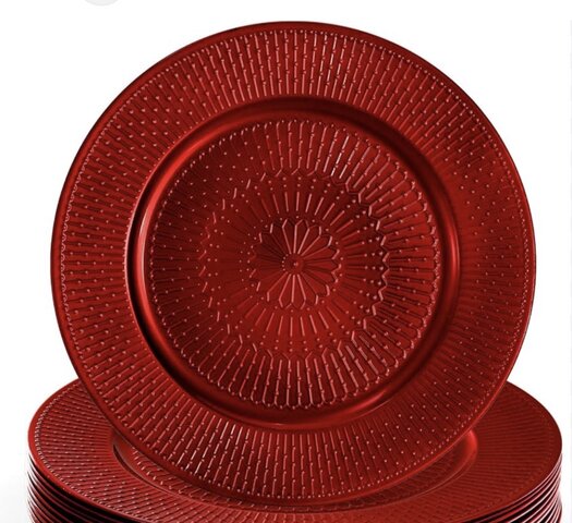 red beaded charger plate