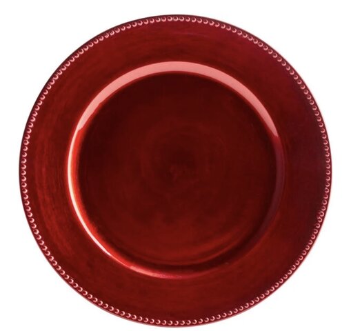 Red roped rim charger plate
