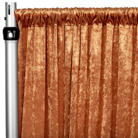 Velvet 12ft H x 52in W Drape/Backdrop Curtain Panel - Rust