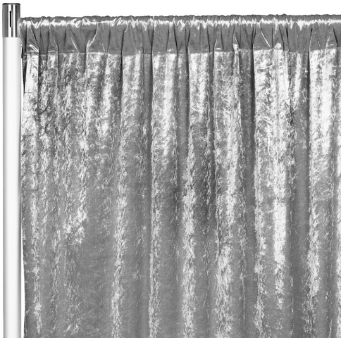 Velvet 12ft H x 52in W Drape/Backdrop Curtain Panel - Silver