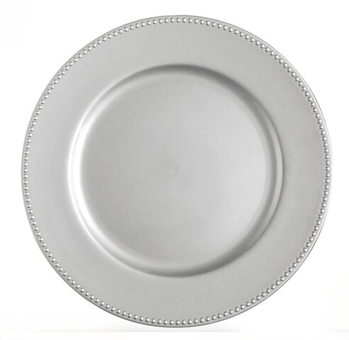 Silver beaded rim charger plate