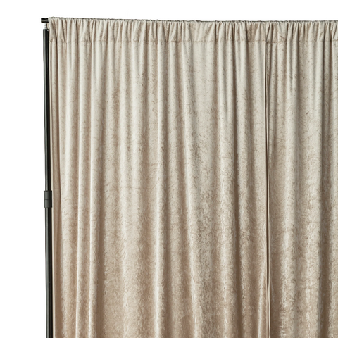 Velvet 12ft H x 52in W Drape/Backdrop Curtain Panel - Taupe