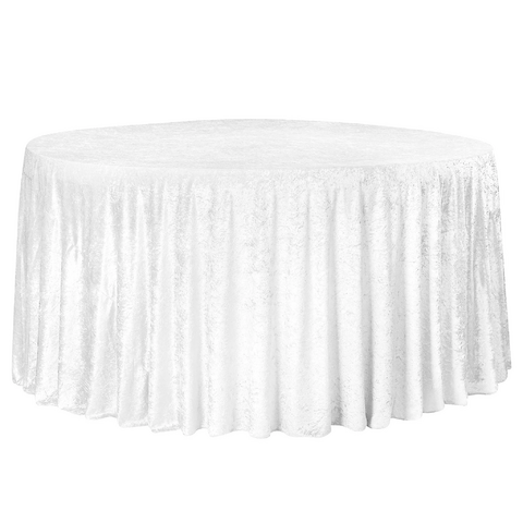 Velvet 120in Round Tablecloth - White