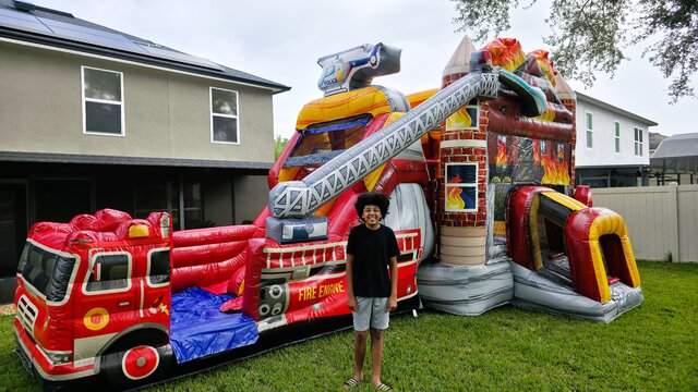Firetruck bounce and slide combo rental Orlando F