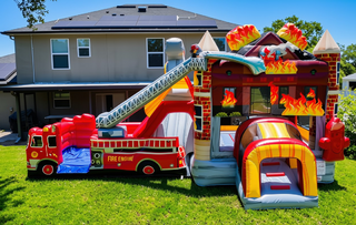 Firetruck (Dual Dry Slide Combo with Basketball Hoop)