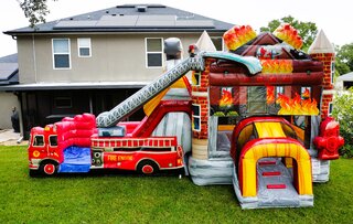 Firetruck Dual Lane Bounce House Dry