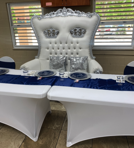 Silver & White Throne Chair