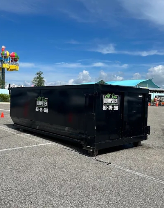 All Pro Dumpster Rental & Hauling, LLC roll-off dumpster ready for delivery and placement All Pro Dumpster Rental & Hauling, LLC roll-off dumpster ready for delivery and placement