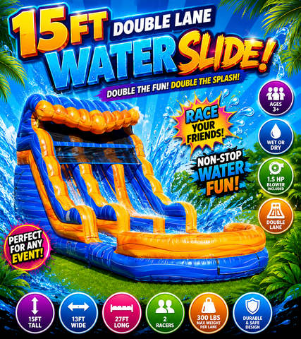 15ft Wet Dry Double Lane Slide