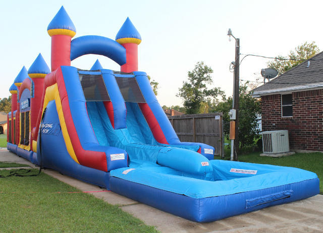 Triple Play Obstacle, Bounce House, Slide w Pool2