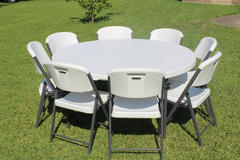 Tables - 5' Round w 8 white chairs w Bouncer or Slide