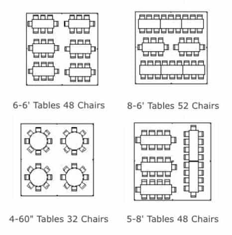 20' x 20' table seating layout