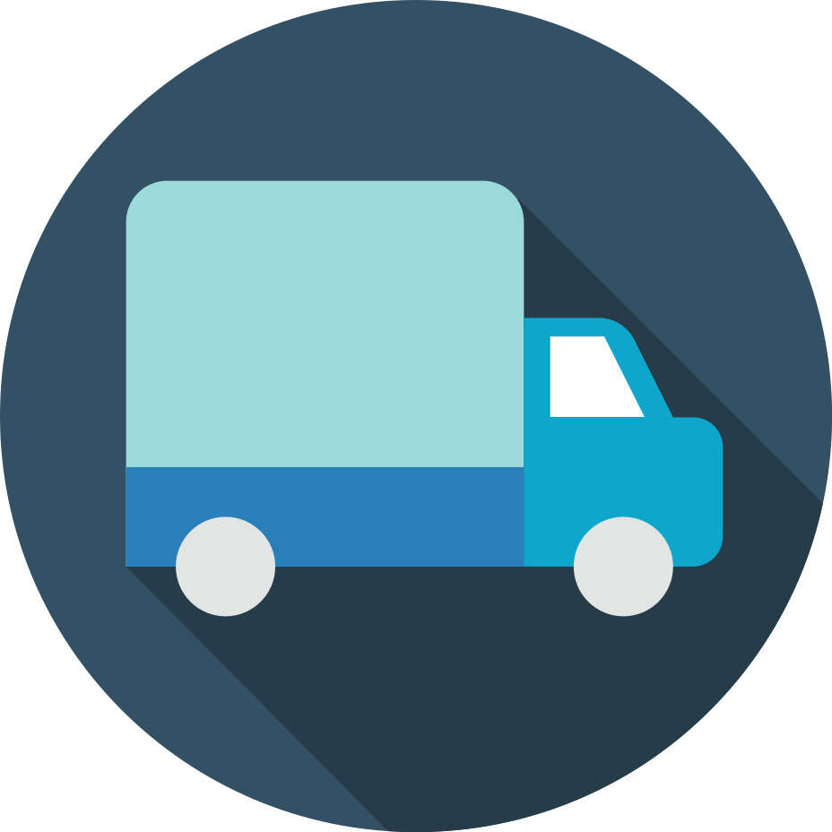 Blue box truck icon