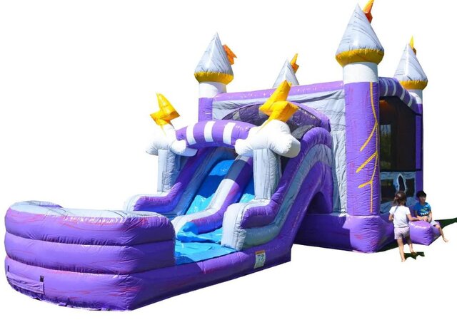 Thunder Bounce House Dual Lane Waterslide with Pool