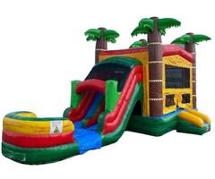 Tropical Bounce House & Slide Combo Wet/Dry