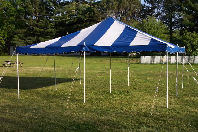 20x20 Pole Tent-  Blue/White