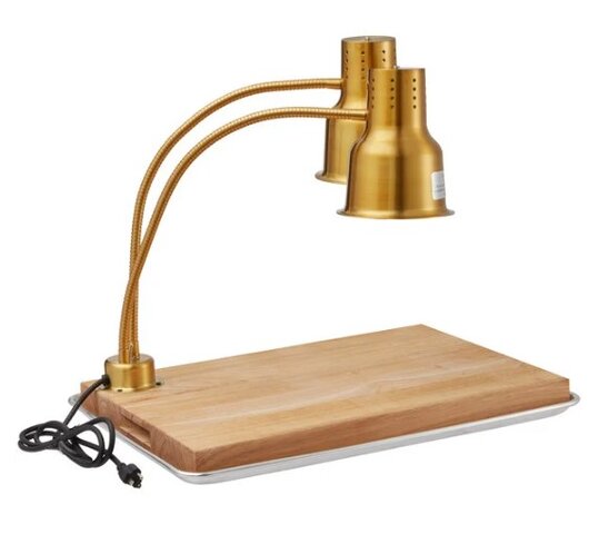 Meat cutting board w/ heat lamp