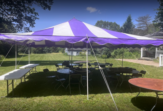 20x20 Pole Tent- Purple/White