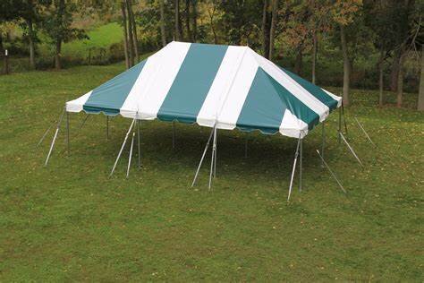 20x30 Pole Tent- Green/White