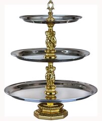 Tray 3 tiered silver & brass