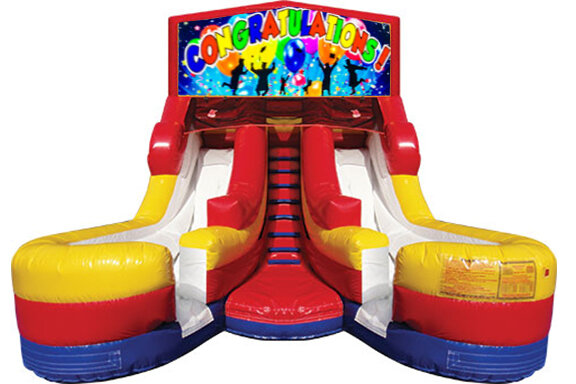 Double Lane Water Slide Graduation Congrats