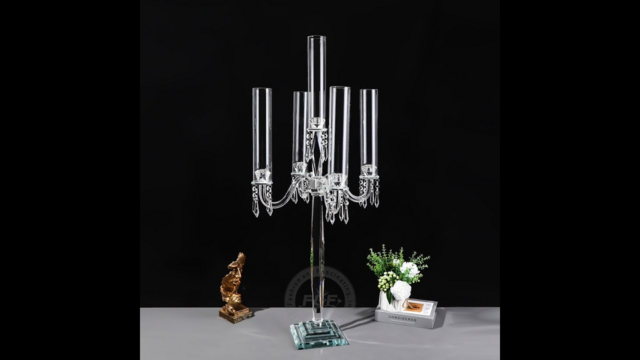 CLEAR 24 INCH 5 ARM CANDELABRA