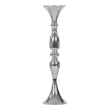 SILVER 24 INCH METAL VASE