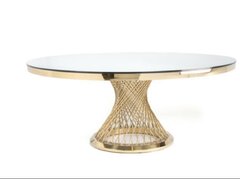 Gold Washington 60'' Round  Mirror Top Table