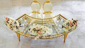 Gold Chandelier Serpentine Clear Glass Top 